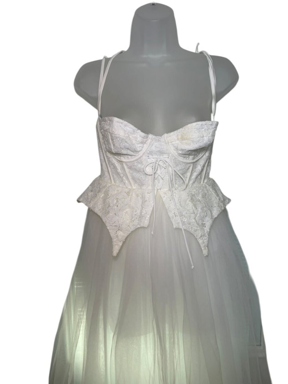 For Love & Lemons Lily Corset Tulle Bridal Dress White S NWT - Picture 4 of 11